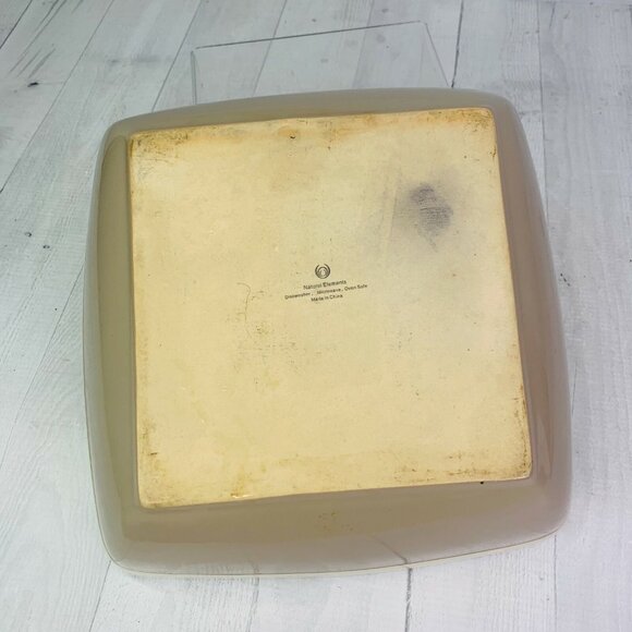 Natural Elements Beige Taupe 3 Qt Square  Stoneware Lasagna Casserole Dish Pan - Picture 6 of 8